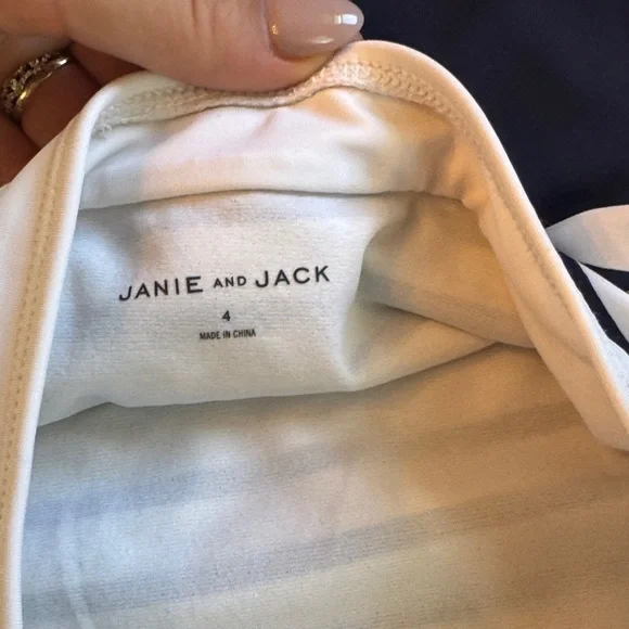 Janie and Jack Navy and Floral Swimsuit Set - Picture 3 of 4